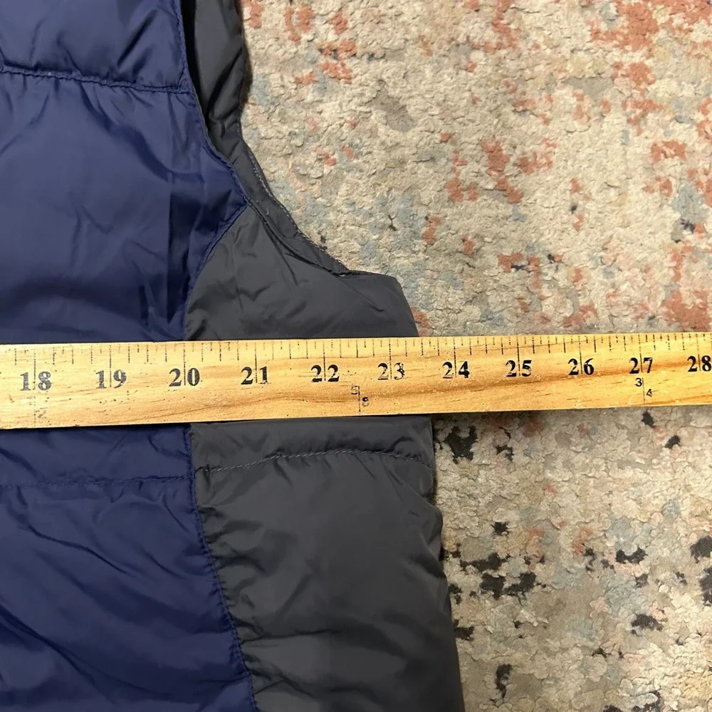 The North Face 550 Down Puffer Vest Mens Large Blue Grey Quilted Full Zip